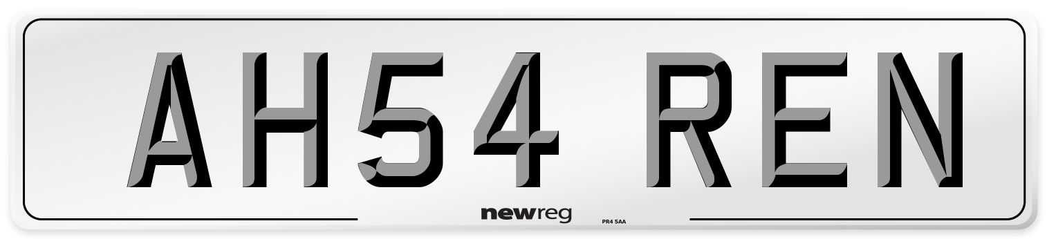 AH54 REN Number Plate from New Reg